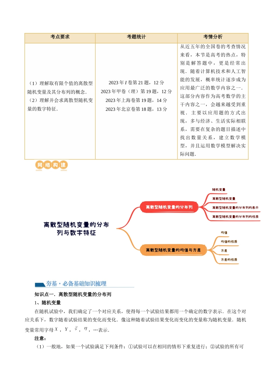 第07讲 离散型随机变量的分布列与数字特征（六大题型）（讲义）（原卷版）.docx_第2页