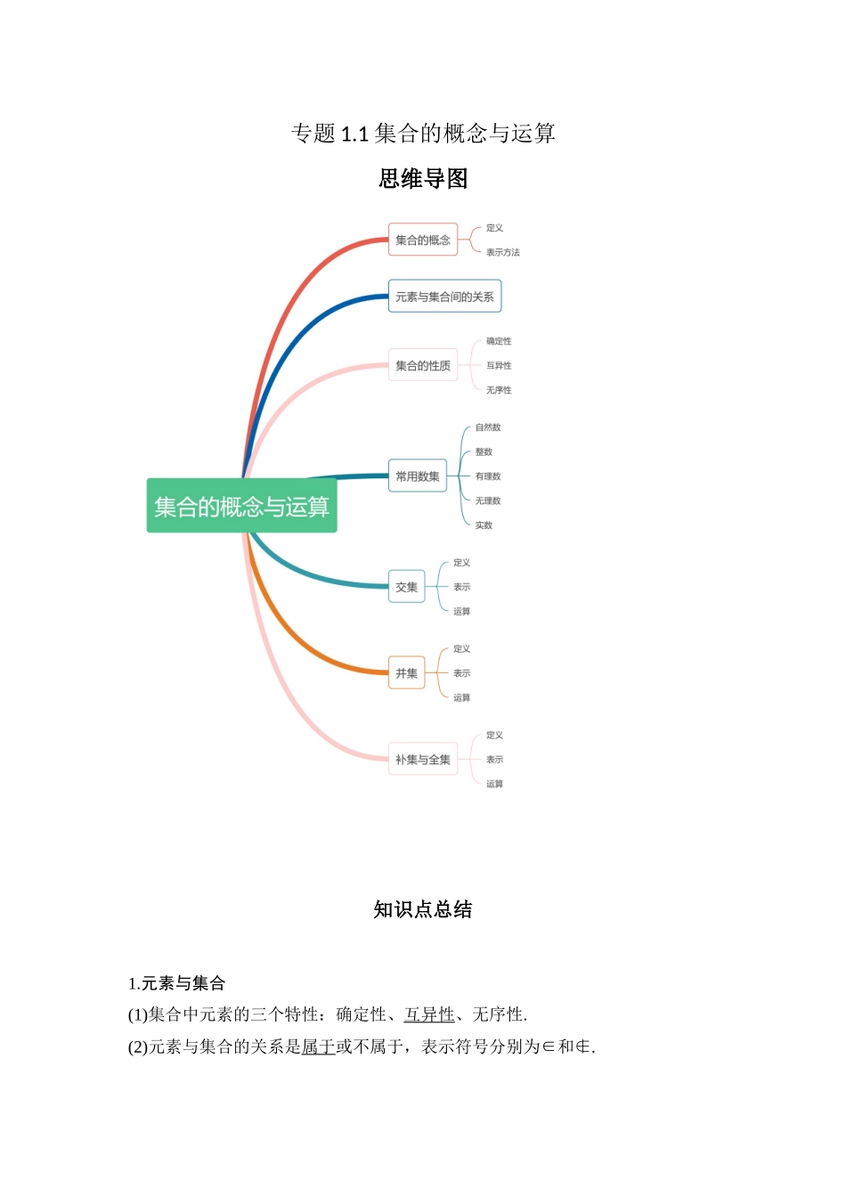 专题1.1 集合的概念与运算(解析版).docx_第1页