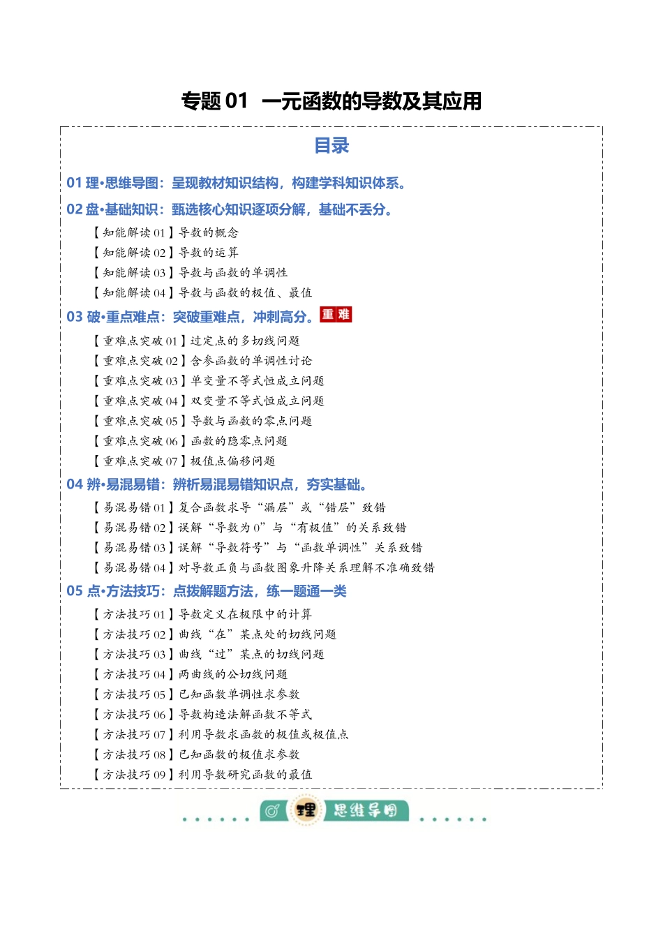 专题01 一元函数的导数及其应用（知识清单）（教师版）.docx_第1页