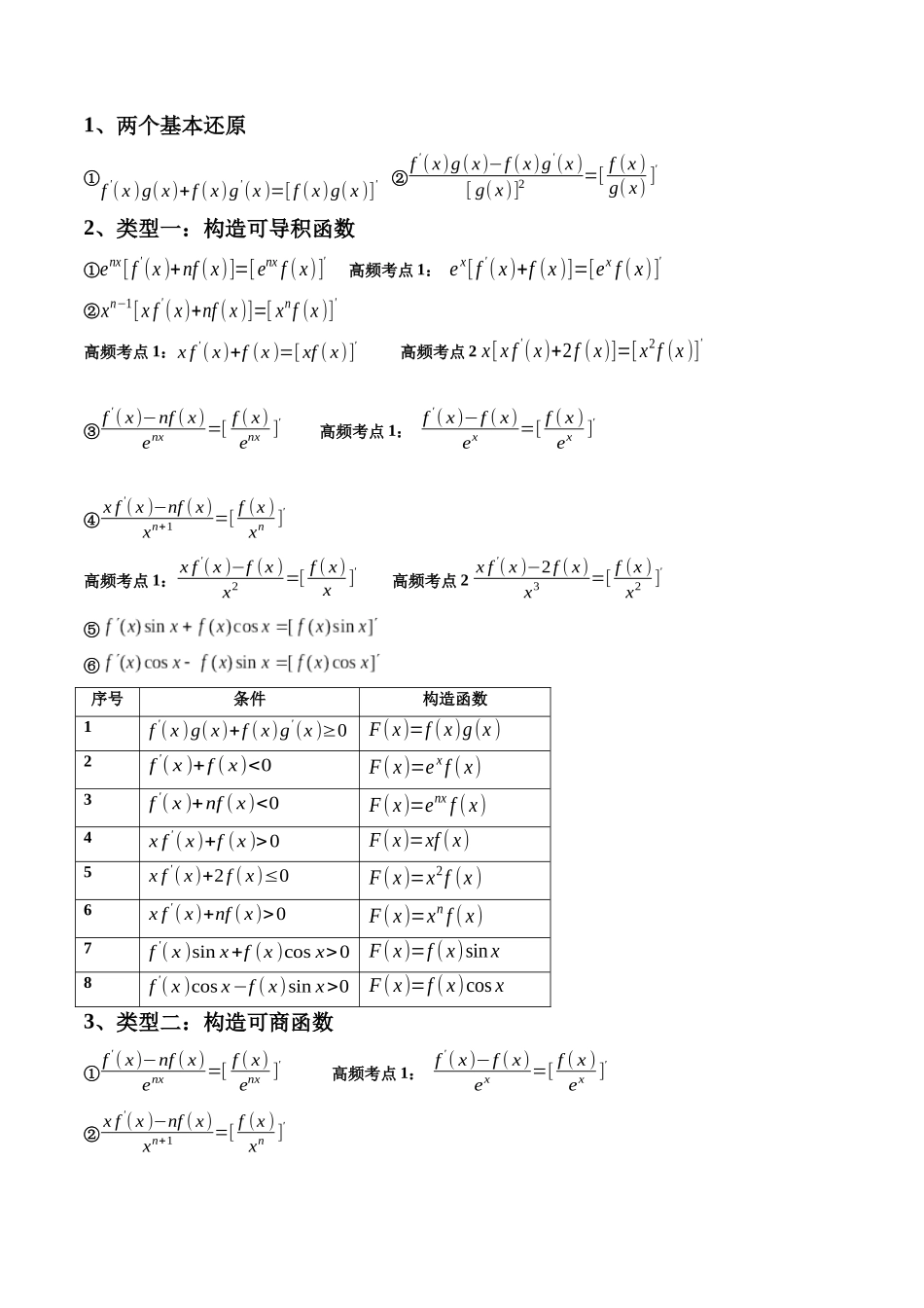 第06讲 拓展二:构造函数法解决导数不等式问题 (高频考点,精讲)(原卷版).docx_第2页