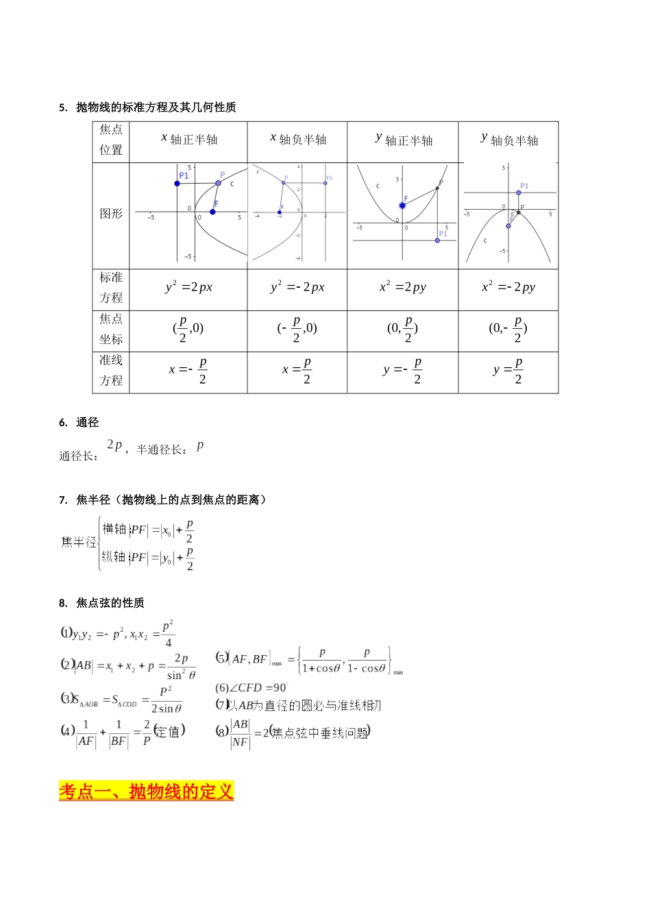 第06讲 抛物线方程及其性质（教师版）.docx_第3页