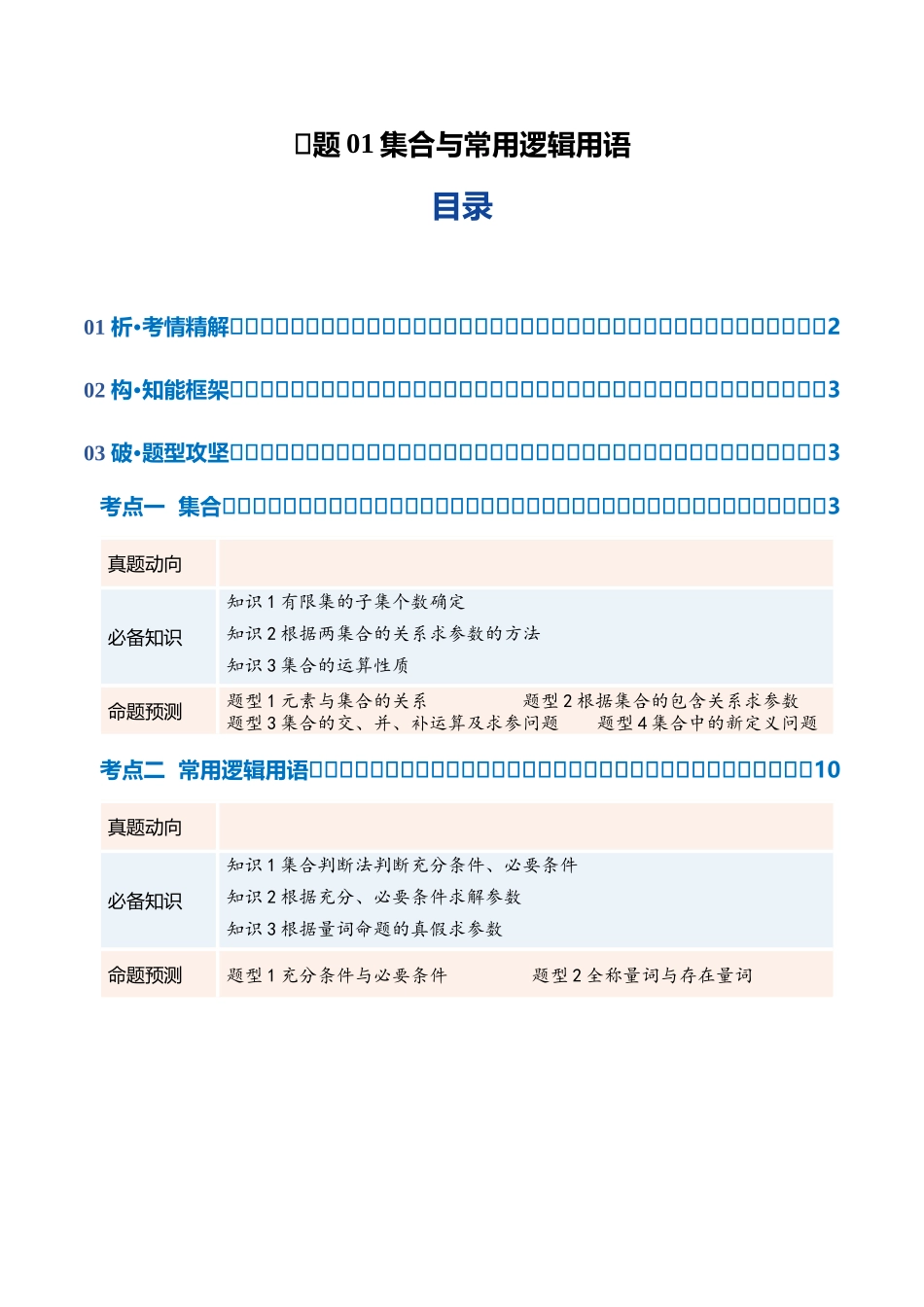 专题01 集合与常用逻辑用语（复习讲义）（全国通用）（学生版）.docx_第1页