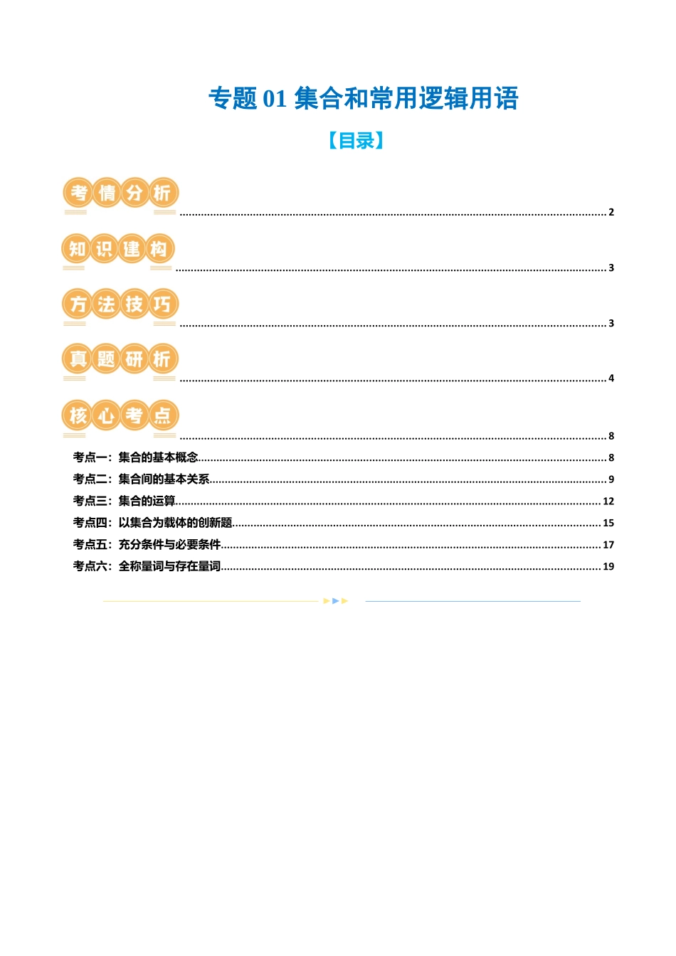 专题01 集合和常用逻辑用语(6大核心考点)(讲义)(原卷版).docx_第1页