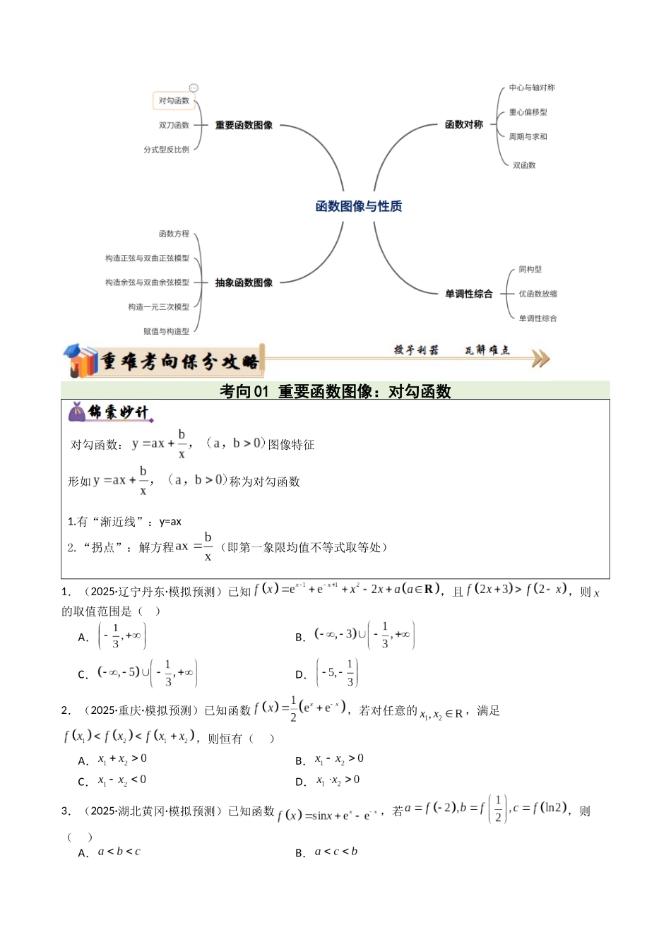 专题01 函数图象与性质（3重要函数及5类抽象函数图象+7种函数性质，培优重难专练）（学生版）.docx_第2页
