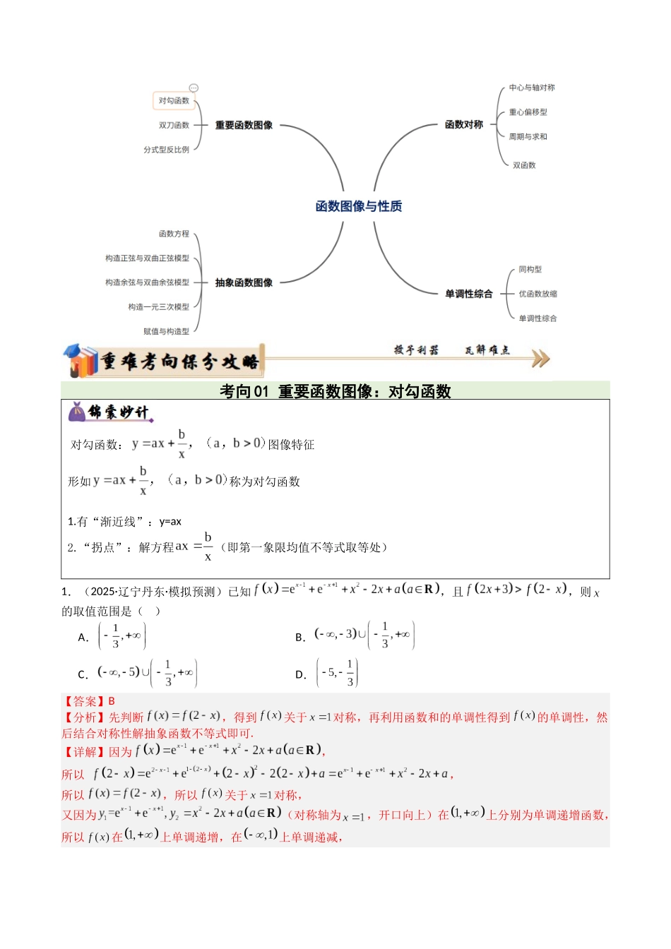专题01 函数图象与性质（3重要函数及5类抽象函数图象+7种函数性质，培优重难专练）（教师版）.docx_第2页