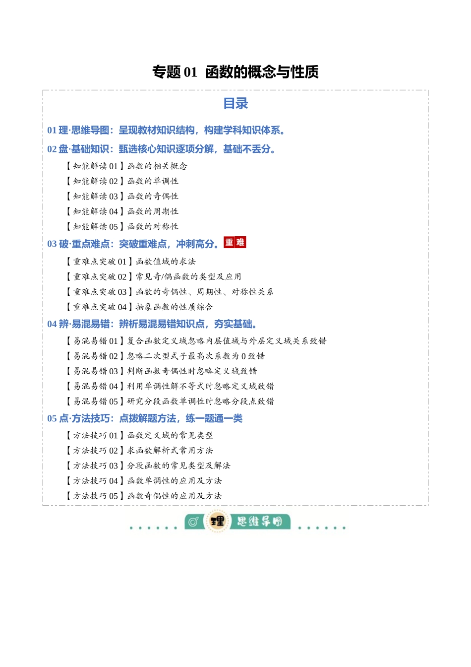 专题01 函数的概念与性质（知识清单）（学生版）.docx_第1页