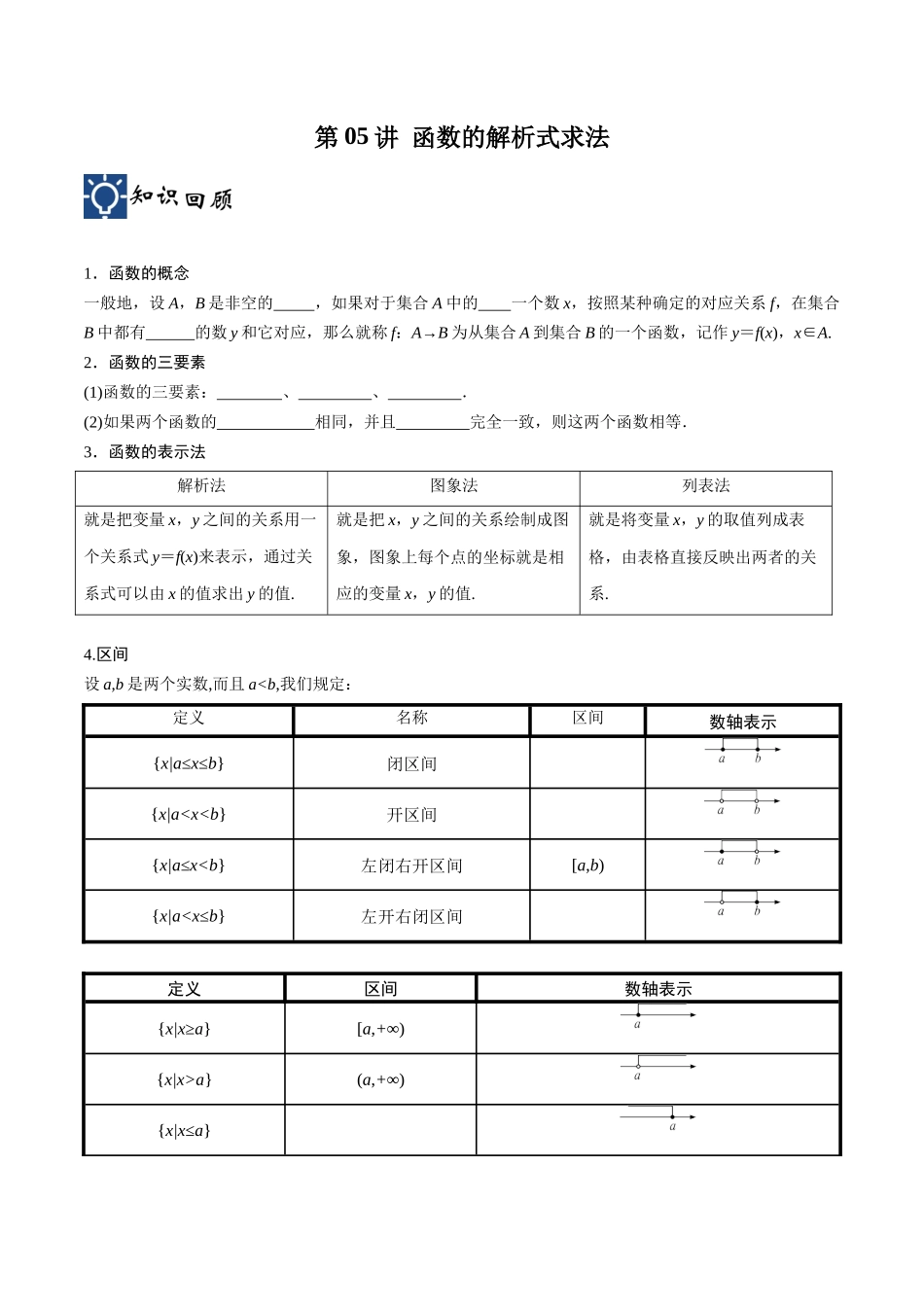 第05讲 函数的解析式求法（讲义)（原卷版）.docx_第1页