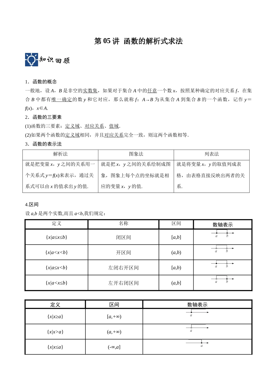 第05讲 函数的解析式求法（讲义)（解析版）.docx_第1页