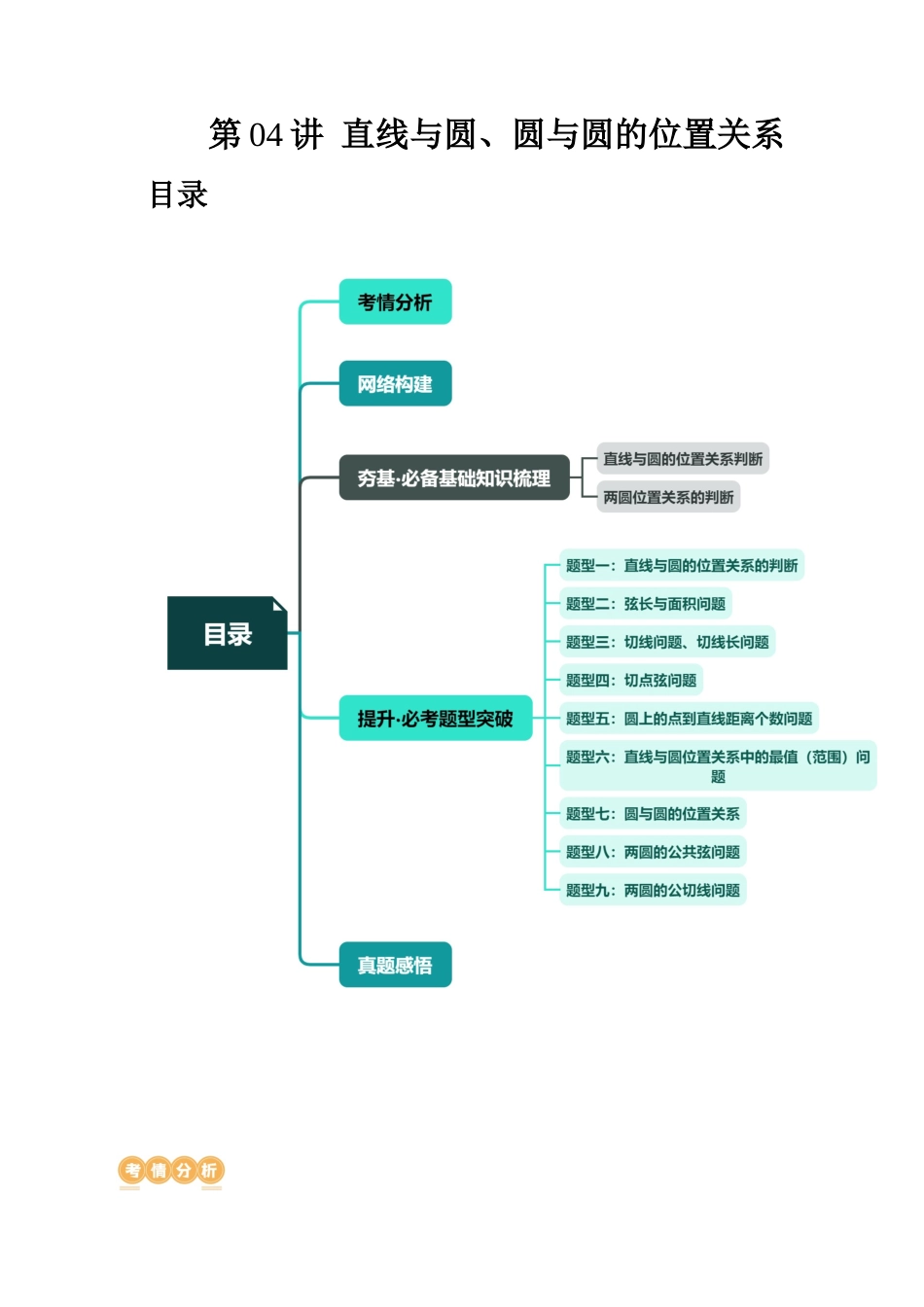 第04讲 直线与圆、圆与圆的位置关系（九大题型）（讲义）（原卷版）.docx_第1页