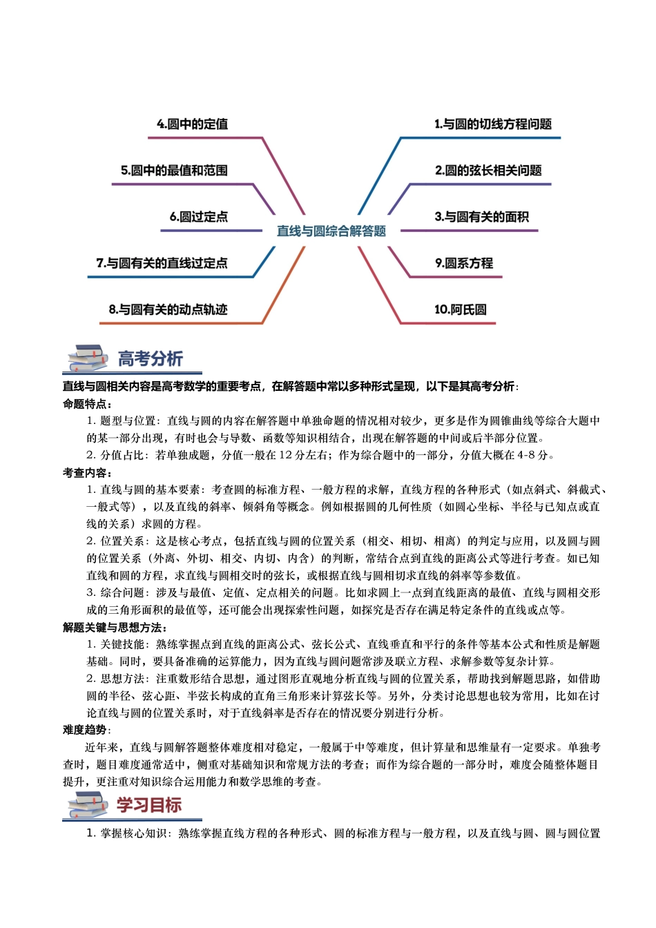 第04讲 直线和圆的解答题讲义(思维导图+知识要点+解题测率+题型归纳+巩固提升)(新高考通用)-学生版.docx_第2页