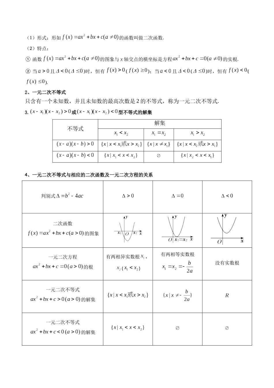 第04讲 一元二次函数(方程,不等式)(精讲+精练)(原卷版).docx_第2页
