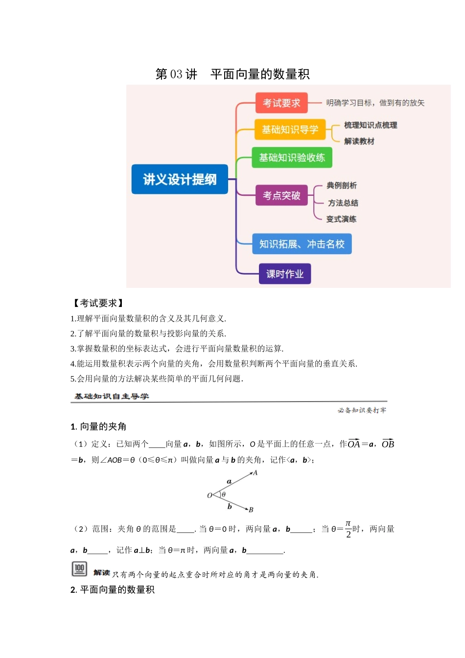 第03讲平面向量的数量积（原题卷）.docx_第1页