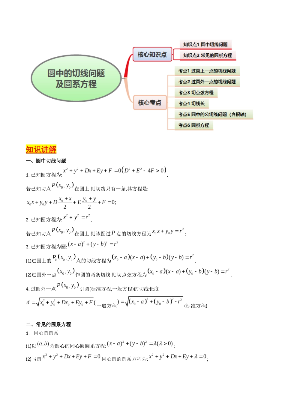 第03讲 圆中的切线方程、切点弦方程及圆系方程（高阶拓展、竞赛适用）（教师版）.docx_第2页