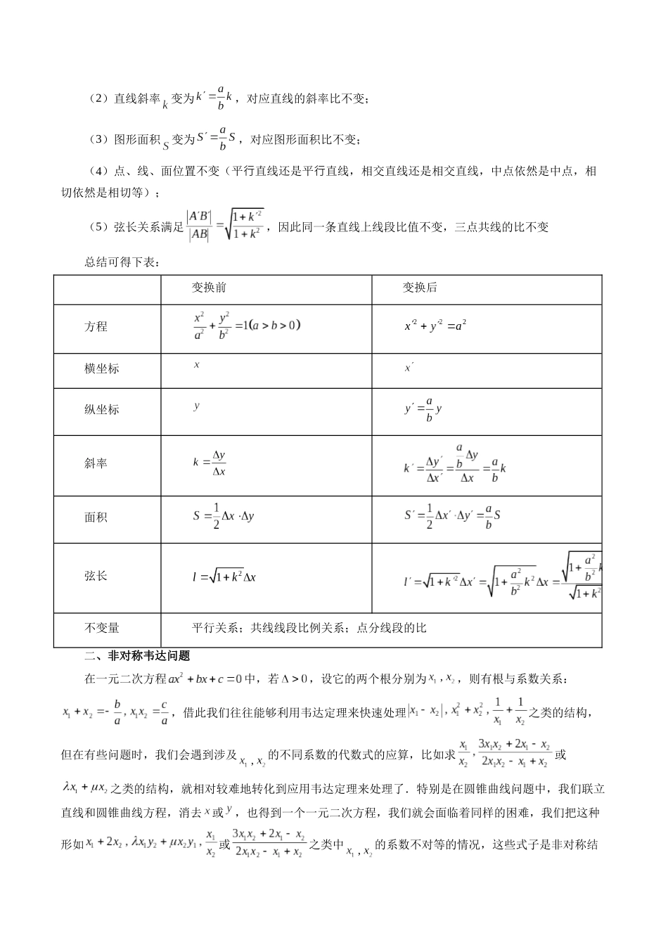 重难点突破19 圆锥曲线中的仿射变换、非对称韦达、光学性质、三点共线问题(六大题型)(原卷版).docx_第2页