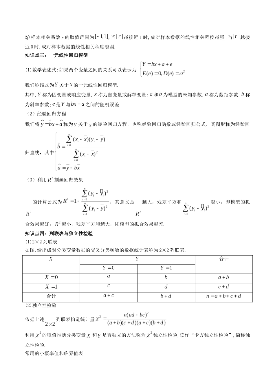 第03讲 成对数据的统计分析 (高频考点，精讲）（原卷版）.docx_第2页