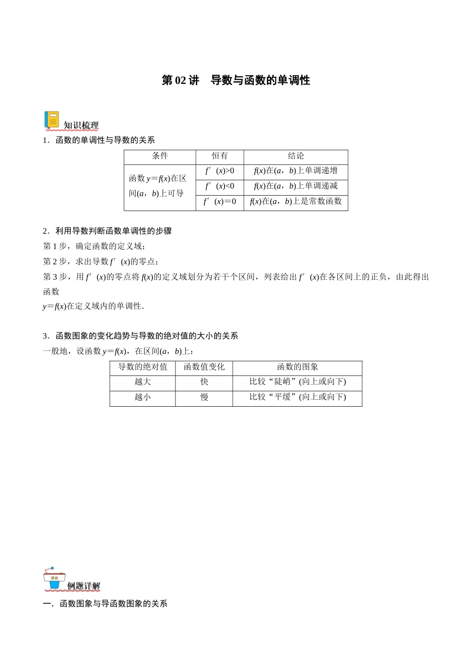 第02讲 导数与函数的单调性（解析版）.docx_第1页