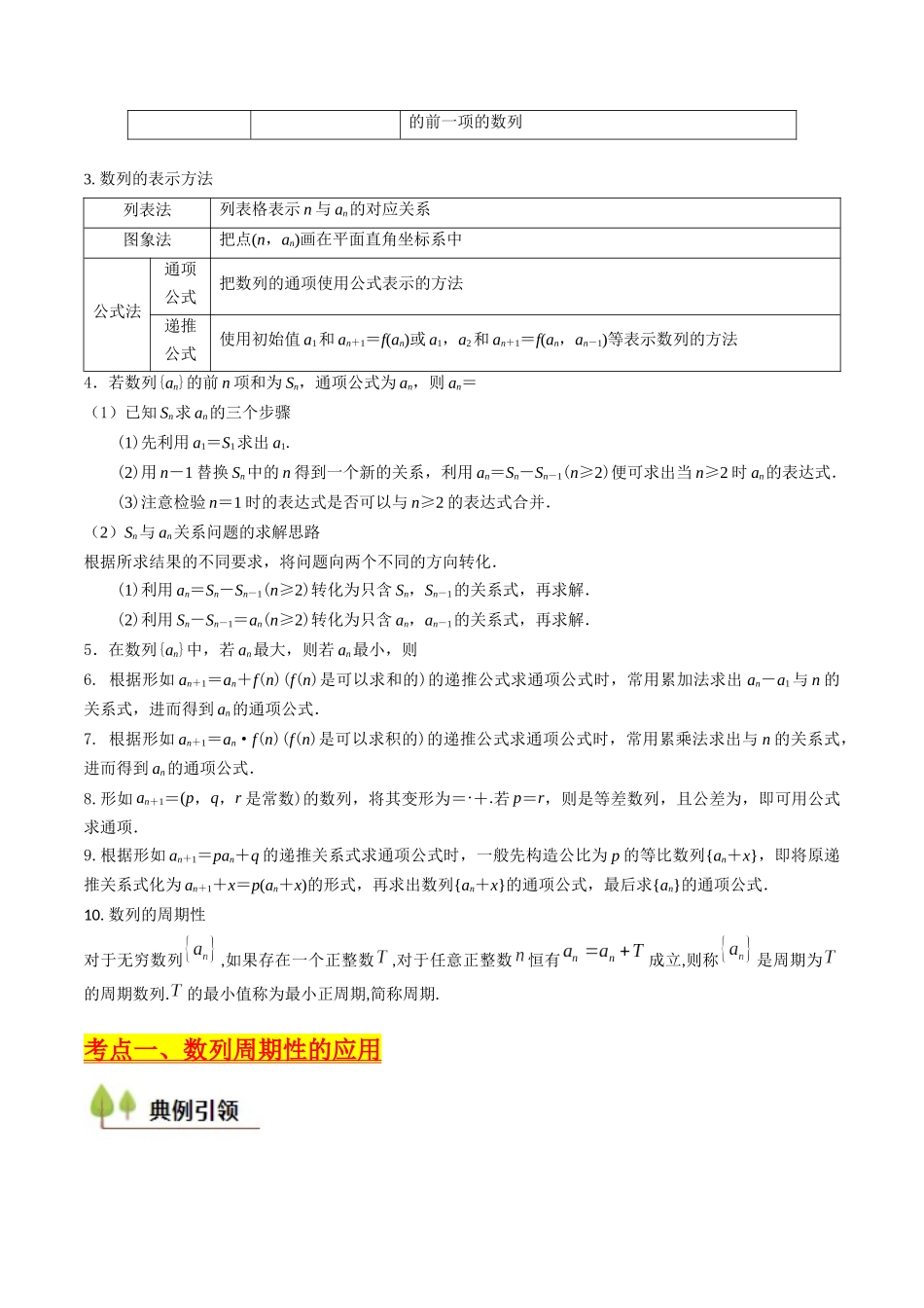 第01讲 数列的概念及其表示(含数列周期性单调性和数列通项公式的构造)(教师版).docx_第3页
