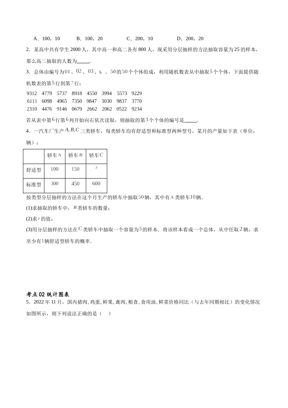 考点巩固卷23统计与统计案例(十大考点)(原卷版).docx_第2页