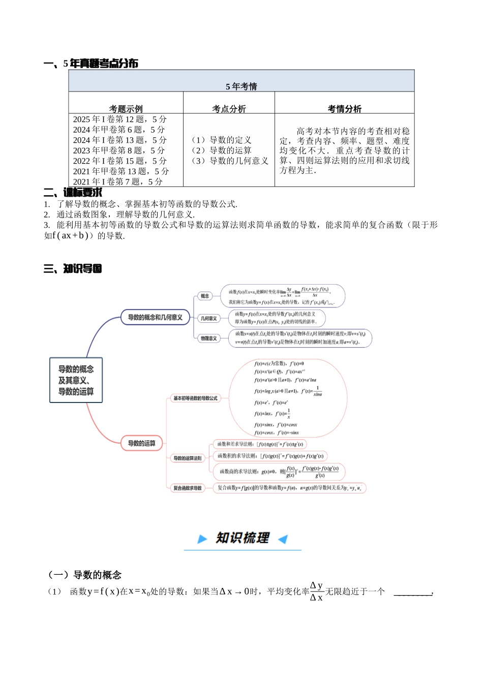 第01讲 导数的概念及运算（原卷版）.docx_第2页