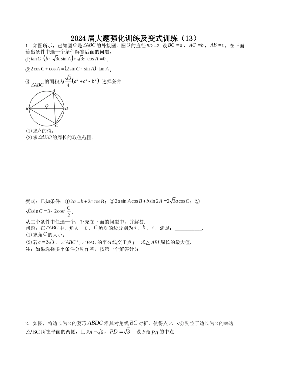 大题强化训练及变式训练（13）-（新高考九省联考题型）（原卷版）.docx_第1页