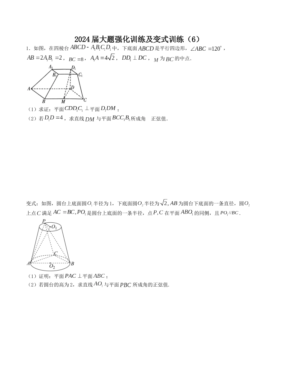 大题强化训练及变式训练（6）-（新高考九省联考题型）（原卷版）.docx_第1页