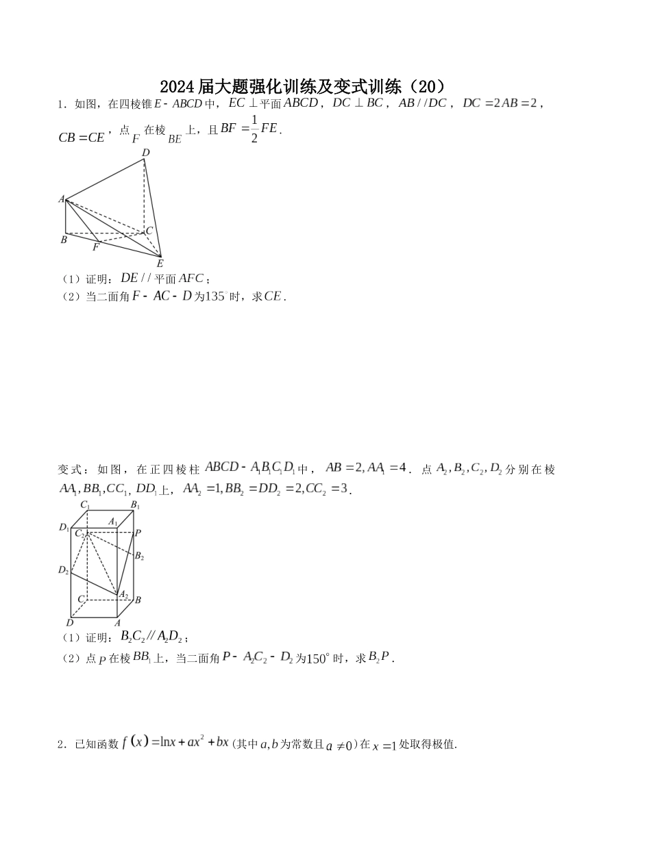 大题强化及变式训练（20）-（新高考九省联考题型）（原卷版）.docx_第1页