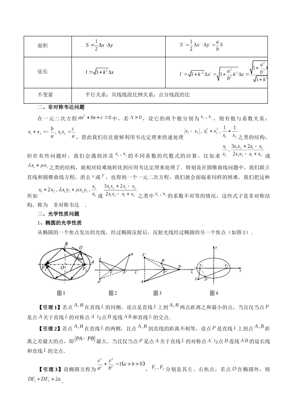 拔高点突破02 圆锥曲线中的仿射变换、非对称韦达、光学性质问题（五大题型）（学生版）.docx_第3页