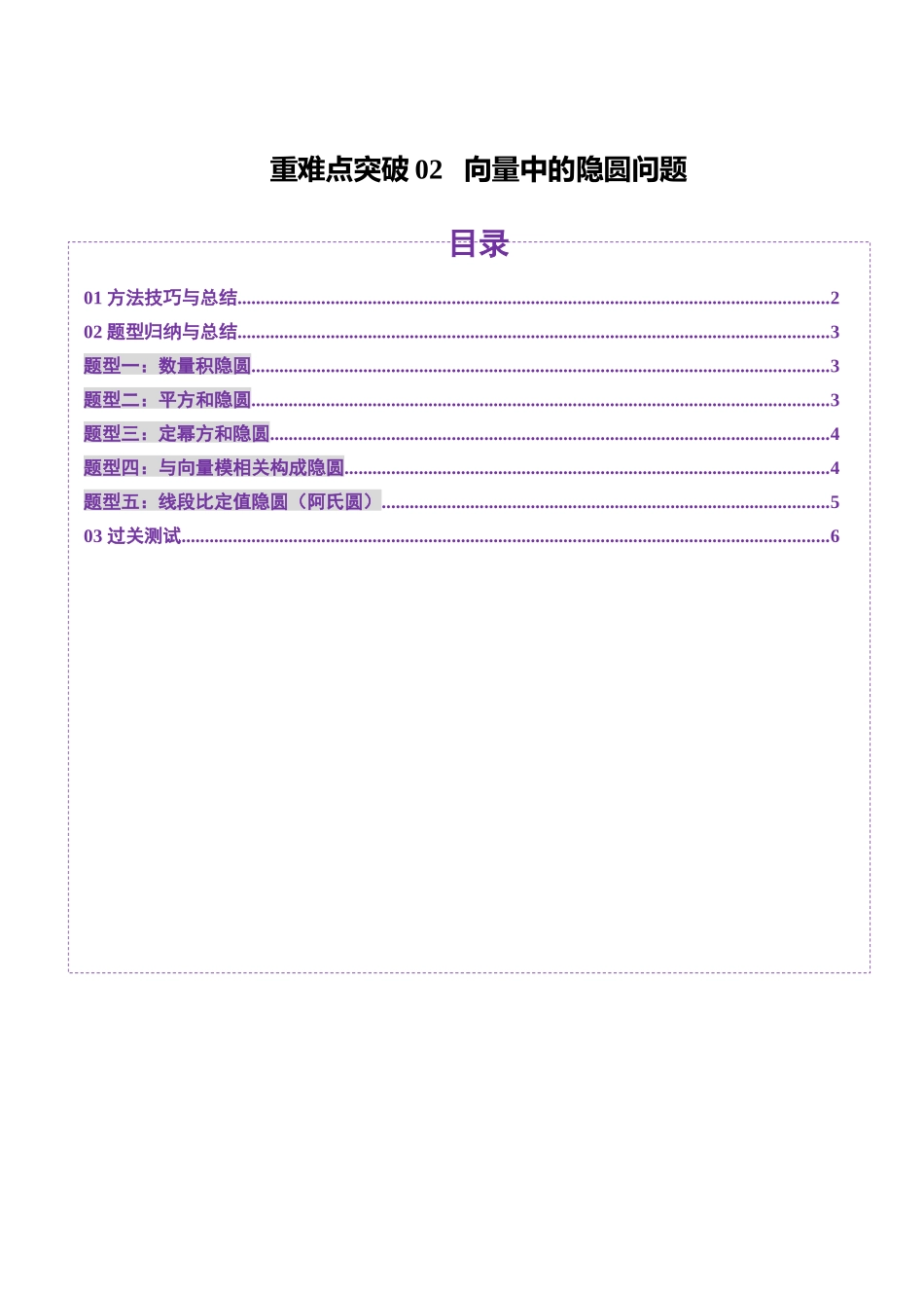 重难点突破02 向量中的隐圆问题（五大题型）（学生版）.docx_第1页