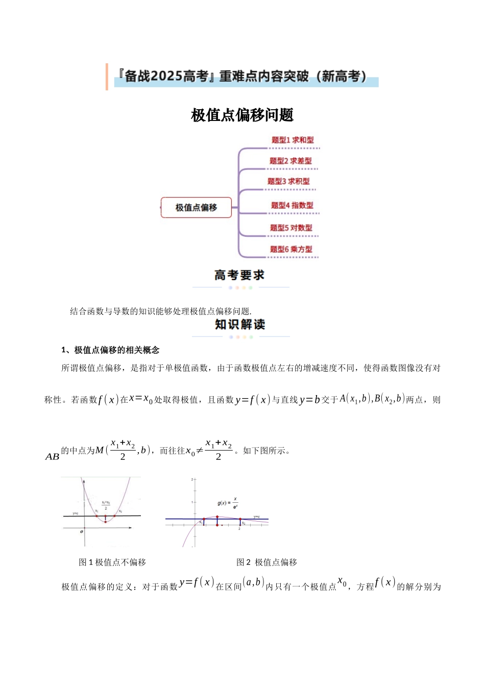 重难点11 导数中的极值点偏移问题（6大题型+最新模拟）（教师版）.docx_第1页