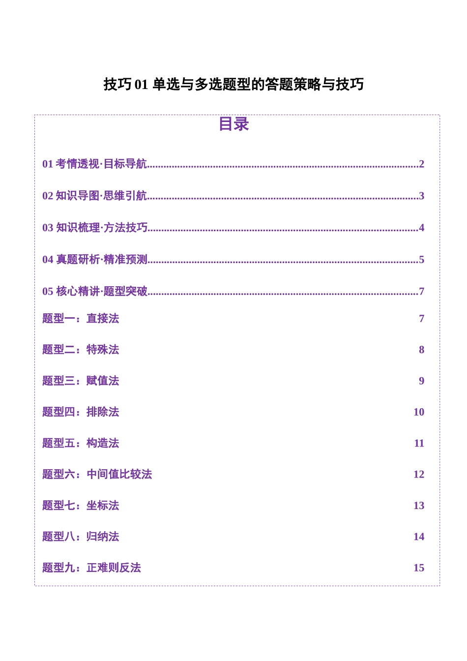 技巧01 单选与多选题型的答题策略与技巧（学生版）.docx_第1页