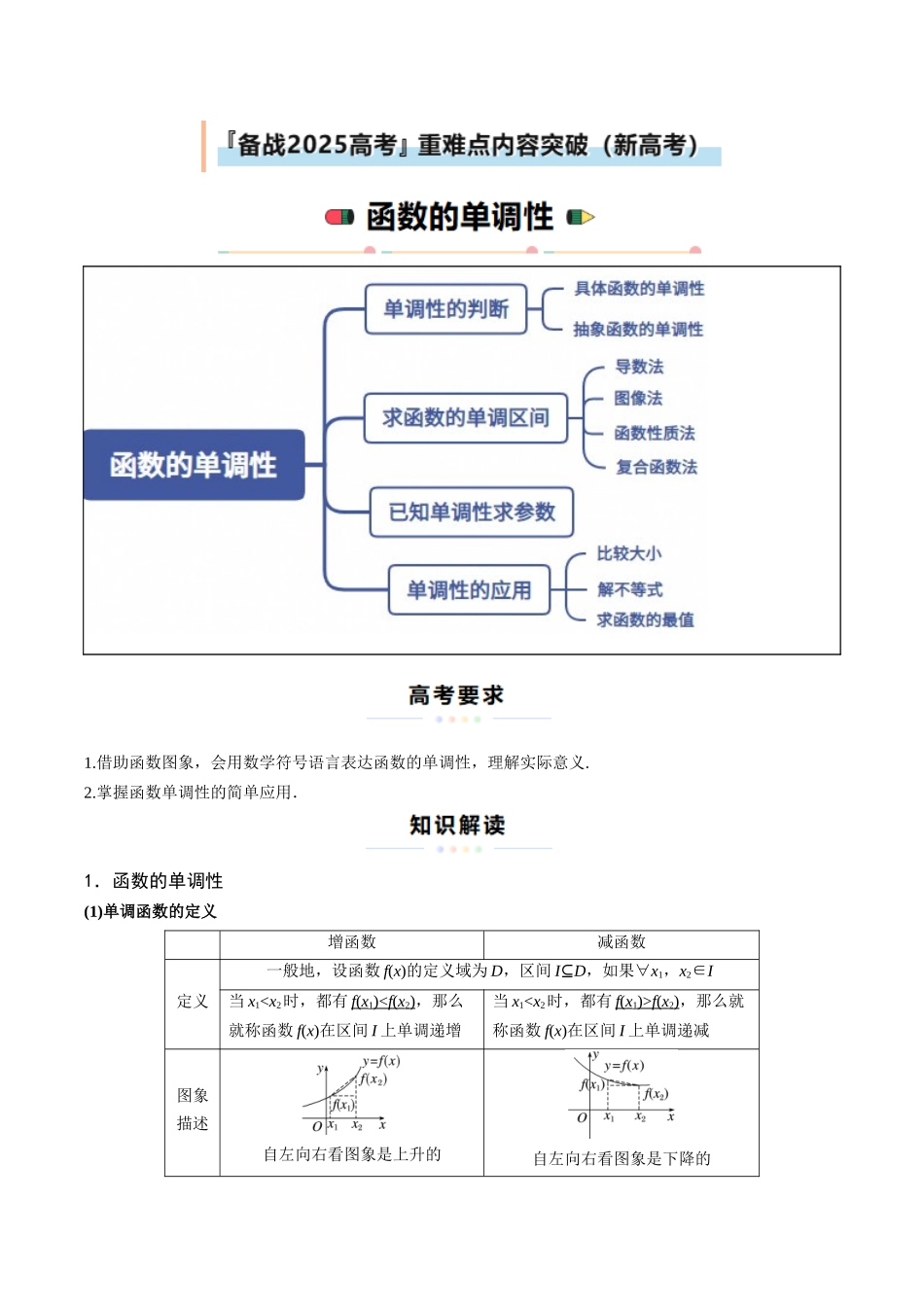 重难点01 函数的单调性（4大题型10大考点）（学生版）.docx_第1页