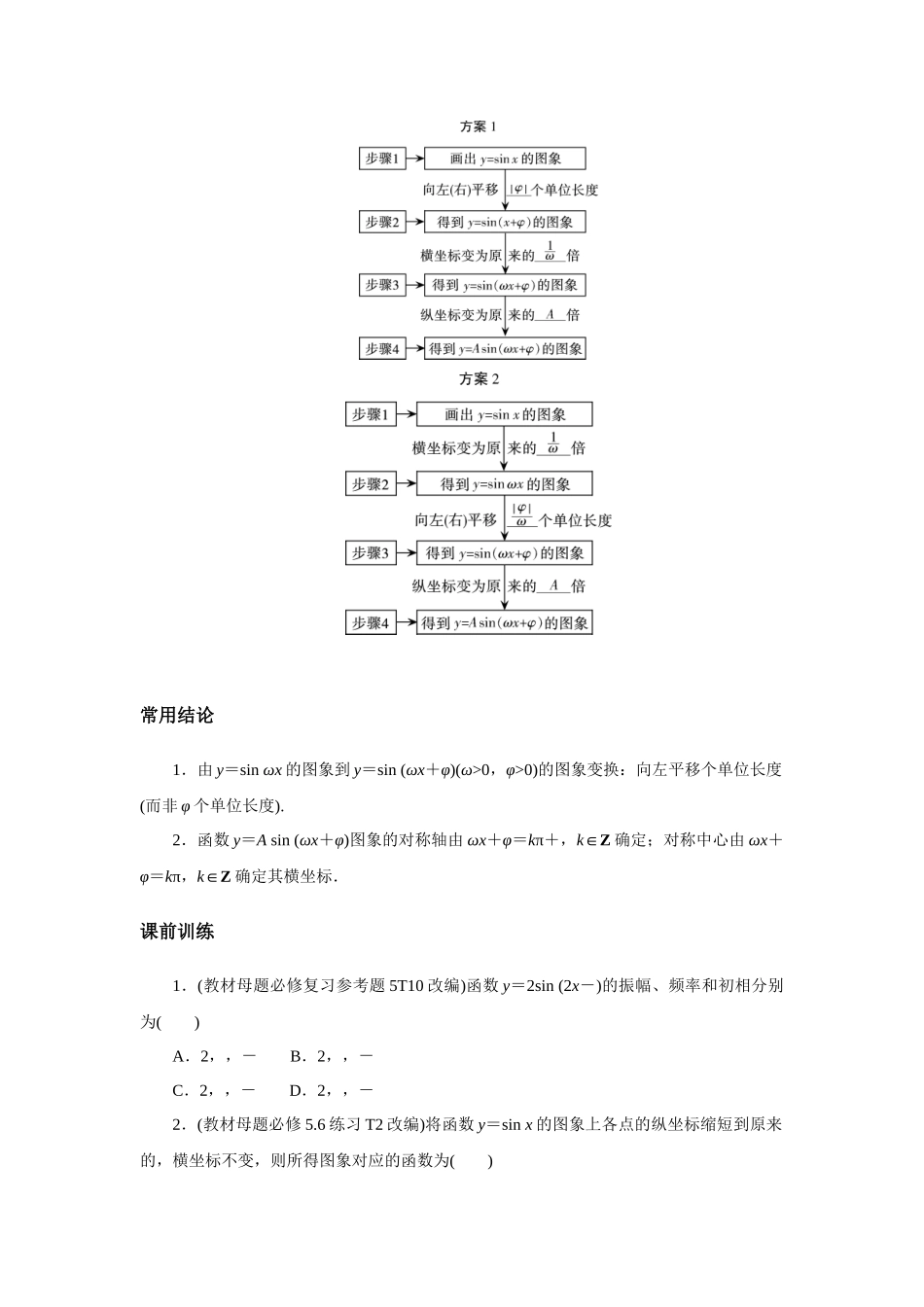 高考数学  一轮复习讲义 -  函数y＝A sin (ωx＋φ)的图象与性质.docx_第2页