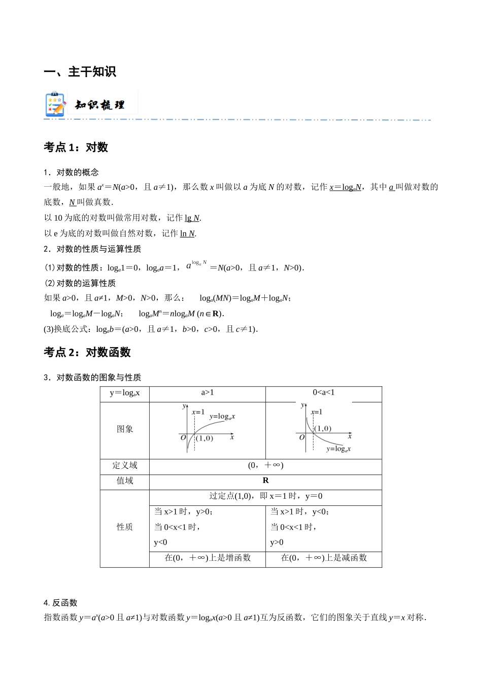 2-7 对数与对数函数(精讲精练）（原卷版）.docx_第2页