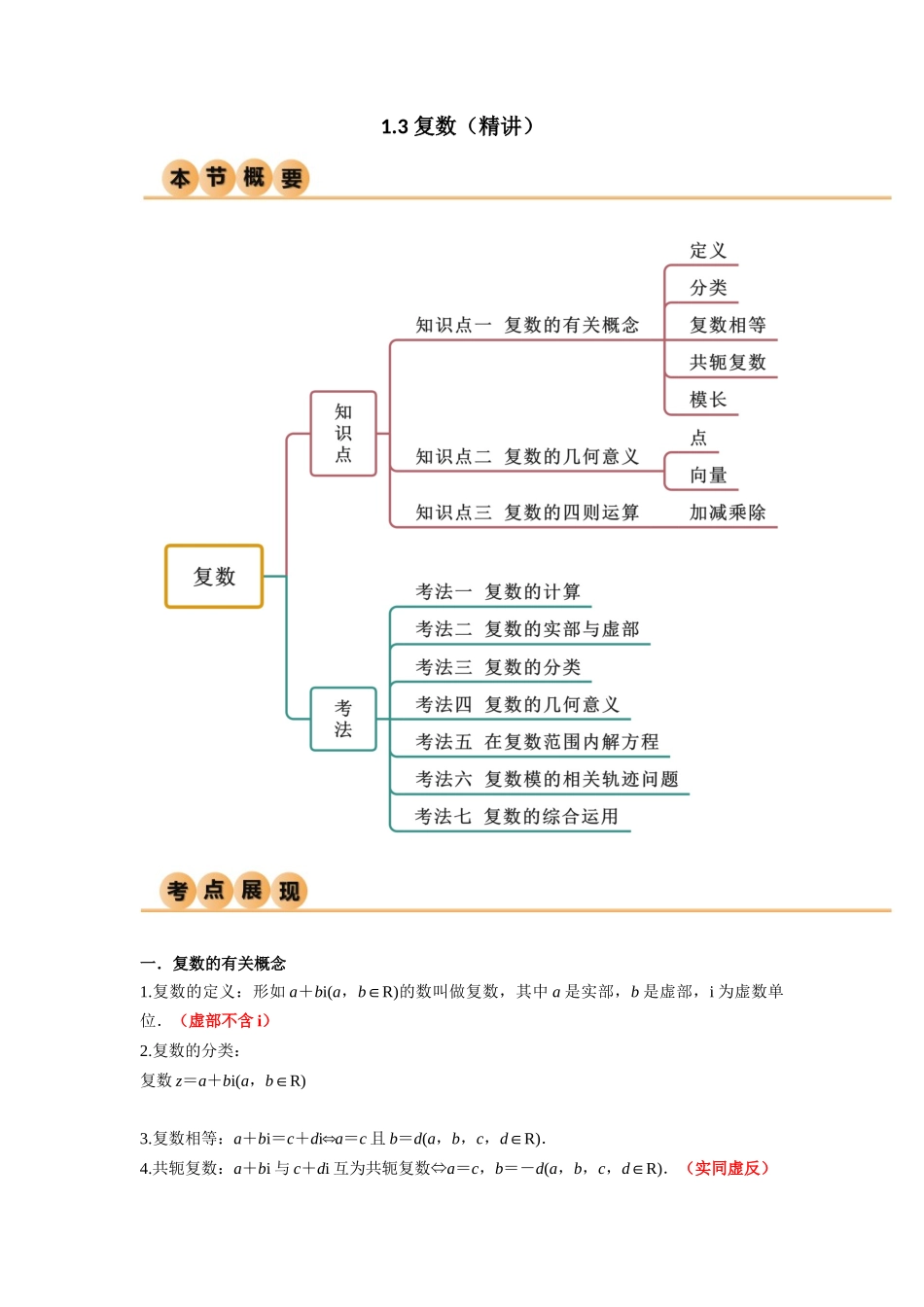1.3 复数（精讲）（学生版）.docx_第1页