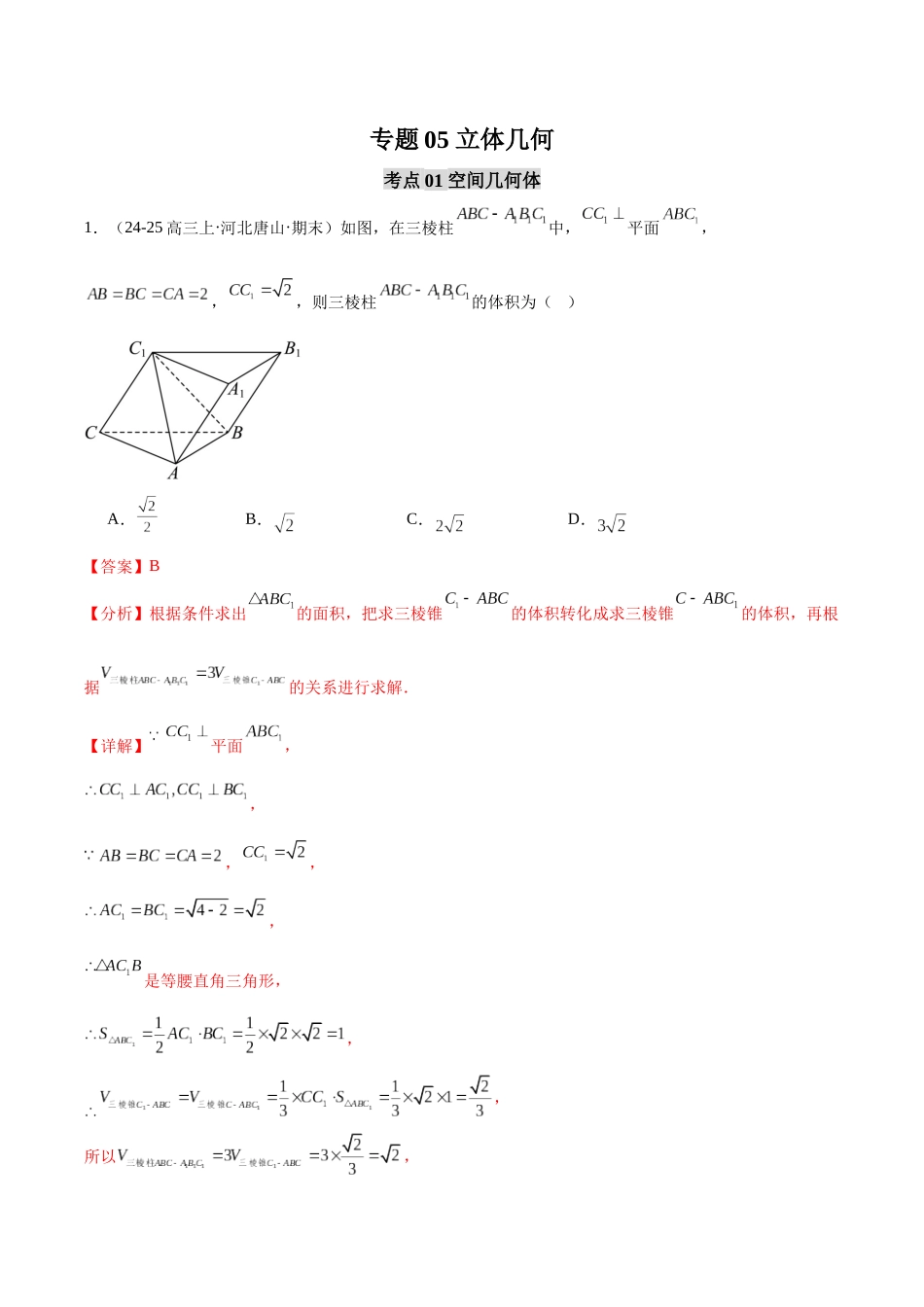 【消灭易错】专题05 立体几何(解析版).docx_第1页