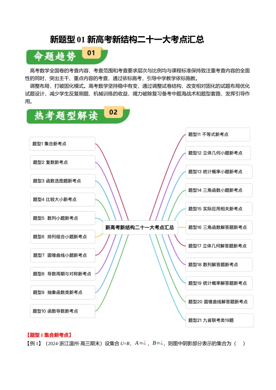 新题型01 新高考新结构二十一大考点汇总（教师版）.docx_第1页