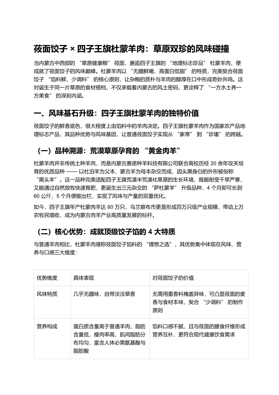 莜面饺子×四子王旗杜蒙羊肉：草原双珍的风味碰撞.docx_第1页