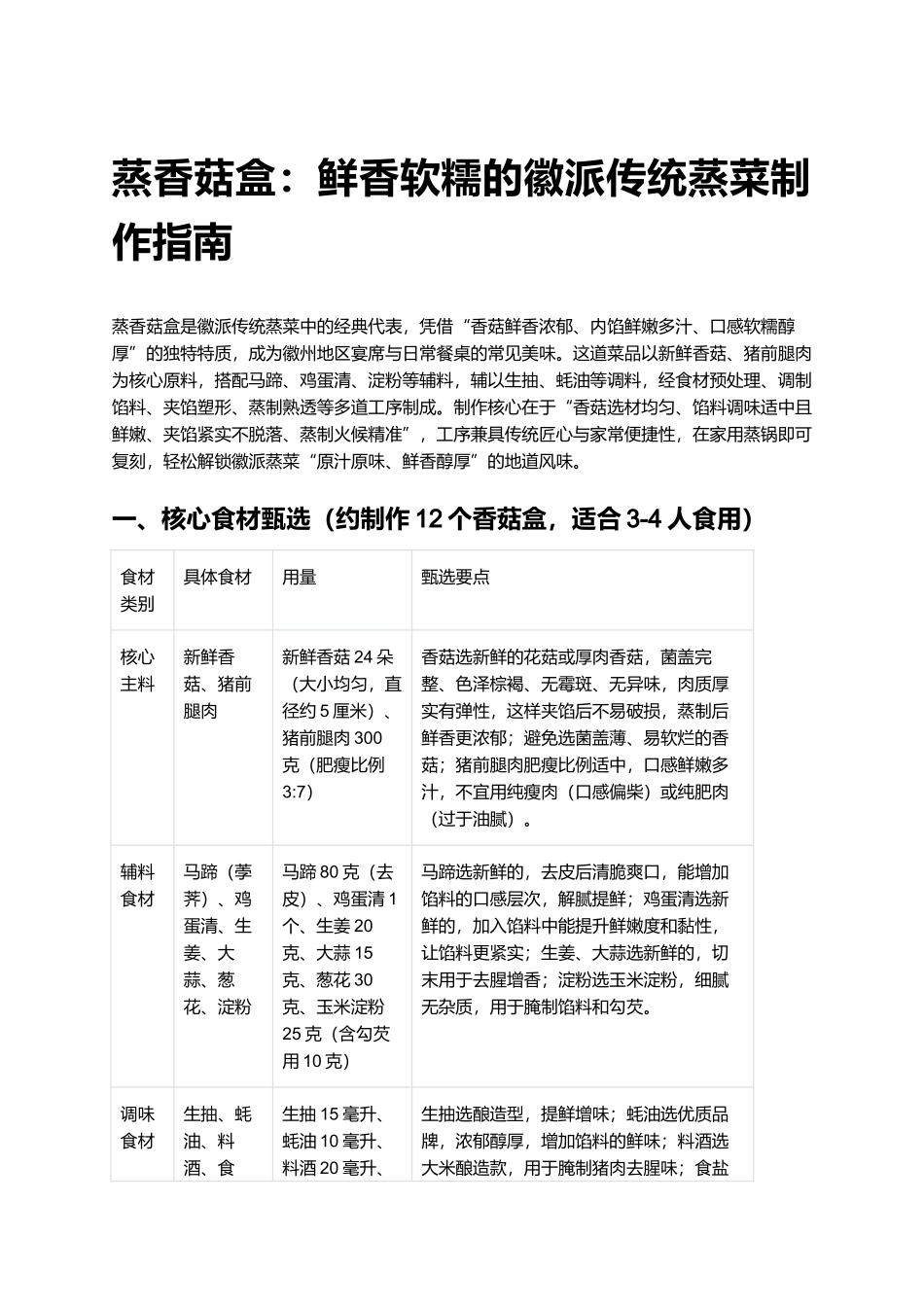 蒸香菇盒：鲜香软糯的徽派传统蒸菜制作指南.docx_第1页