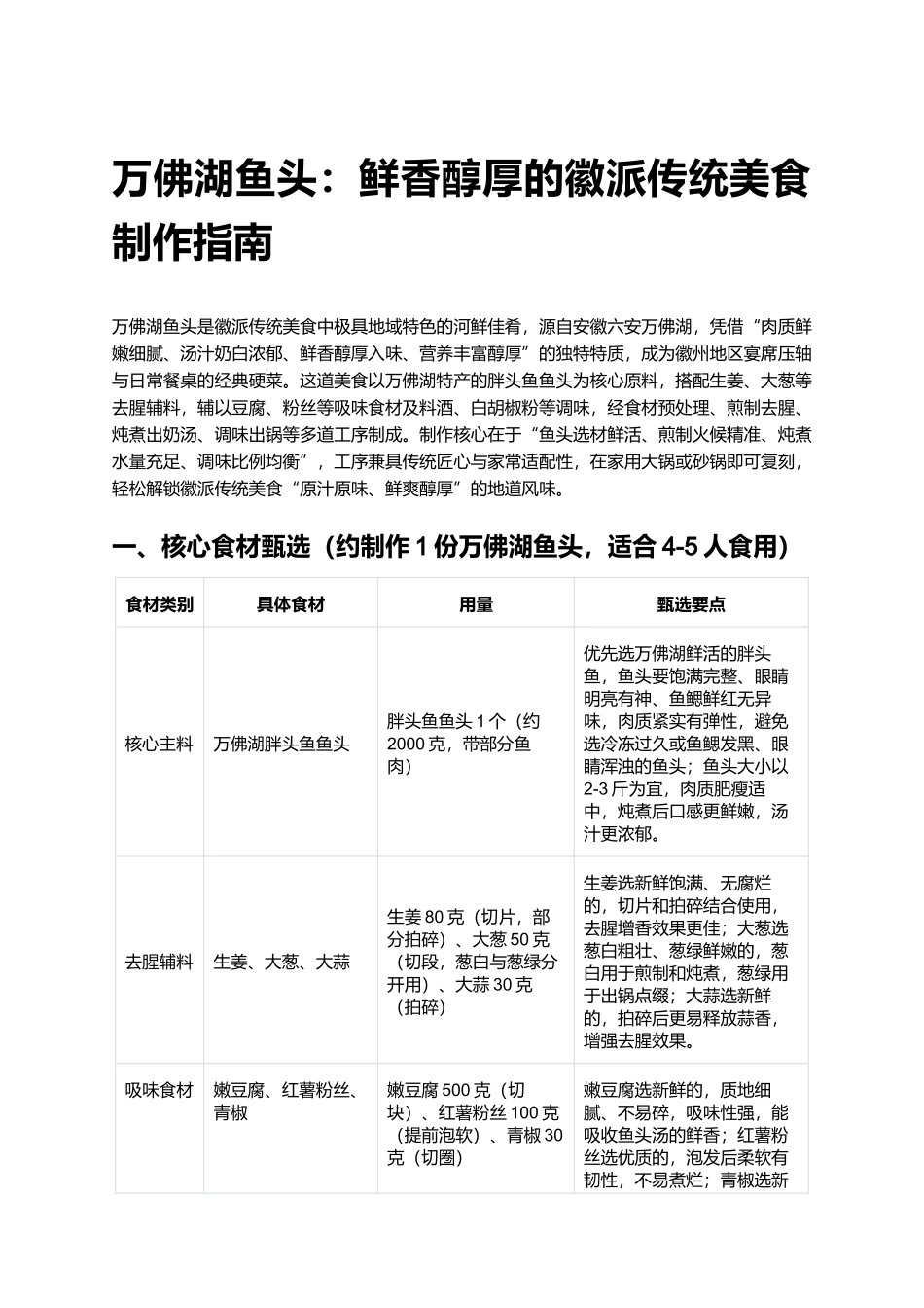 万佛湖鱼头:鲜香醇厚的徽派传统美食制作指南.docx_第1页