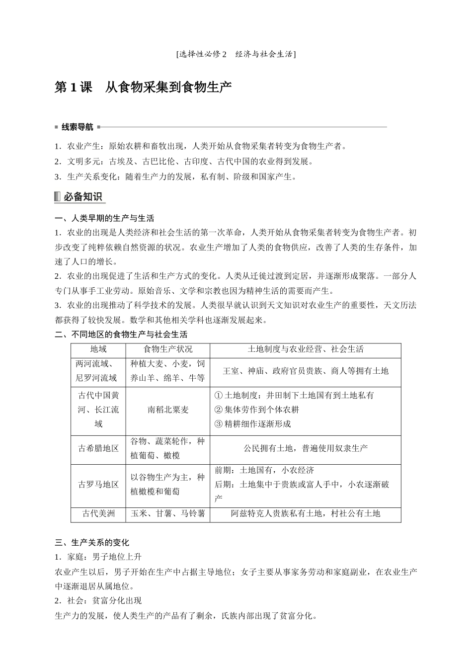 高中历史《选择性必修2》综合复习知识清单.docx_第1页