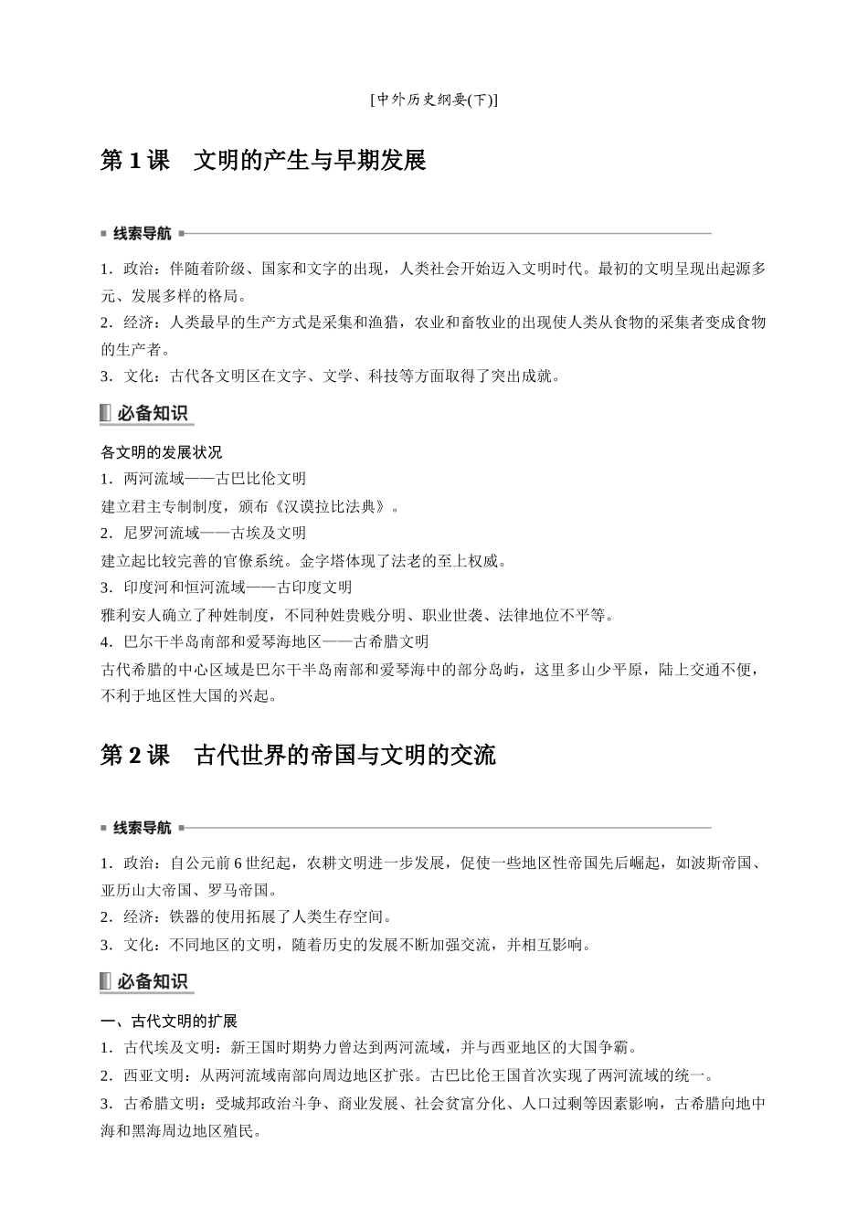 高中历史《中外历史纲要(下)》综合复习知识清单.docx_第1页