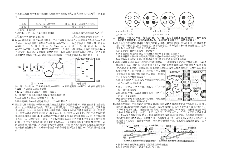 湖南2026届高三上学期1月联考（26-209C）生物.docx_第2页