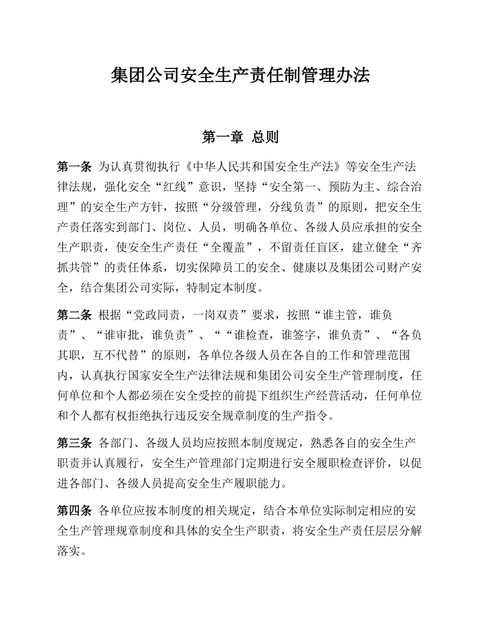 集团公司安全生产责任制管理办法.docx_第1页