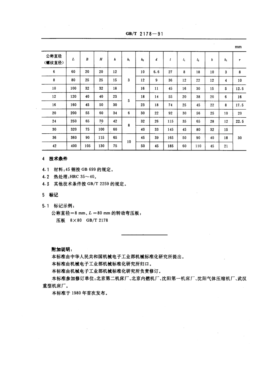 GB／T 2178-1991 机床夹具零件及部件 转动弯压板.pdf_第2页