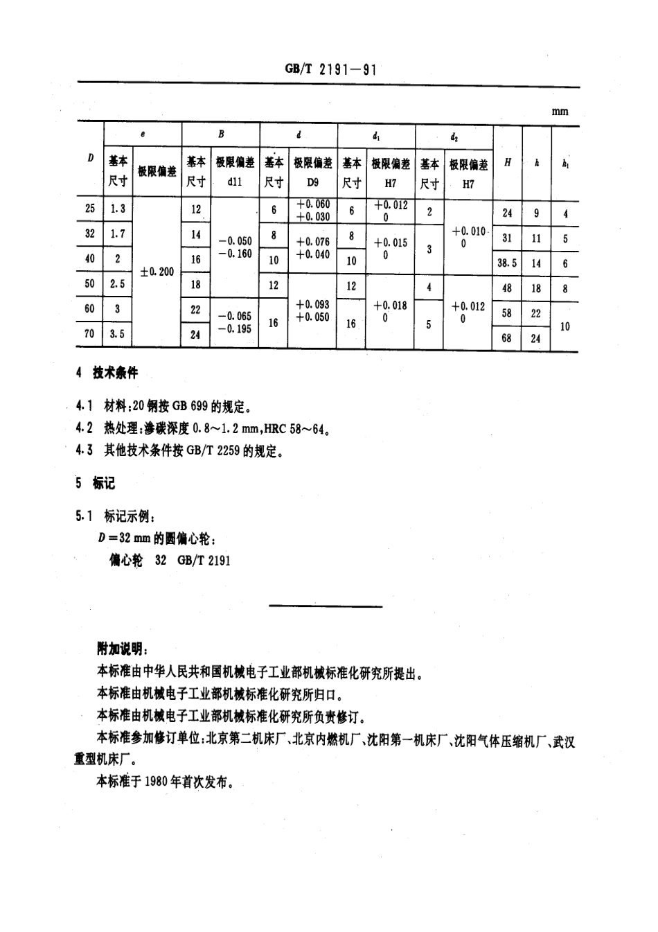GB／T 2191-1991 机床夹具零件及部件 圆偏心轮.pdf_第2页