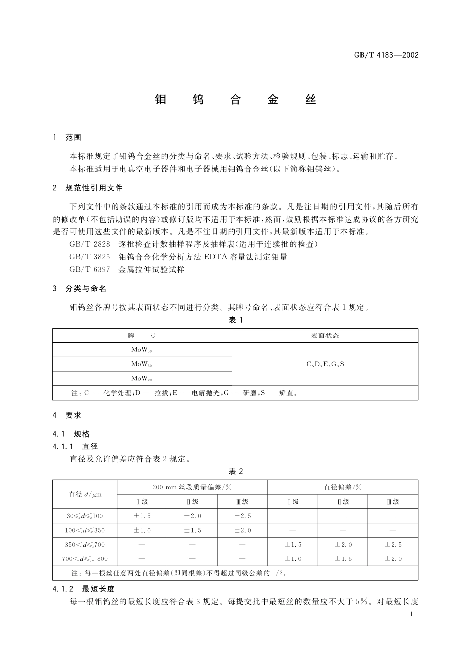 GB／T 4183-2002 钼钨合金丝.pdf_第3页