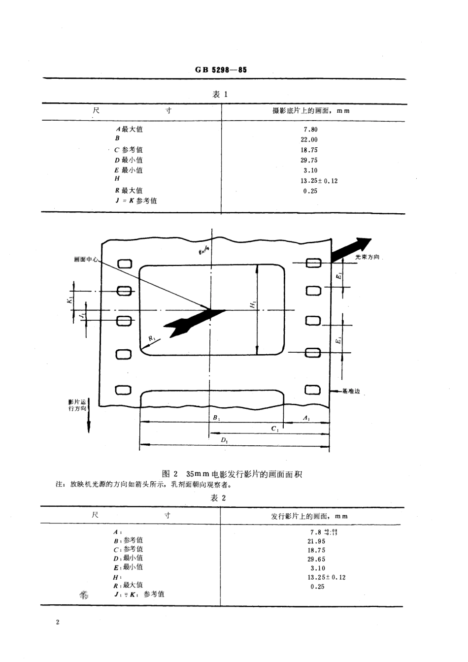 GB／T 5298-1985 35mm电影遮幅法影片画面的位置及尺寸.pdf_第3页