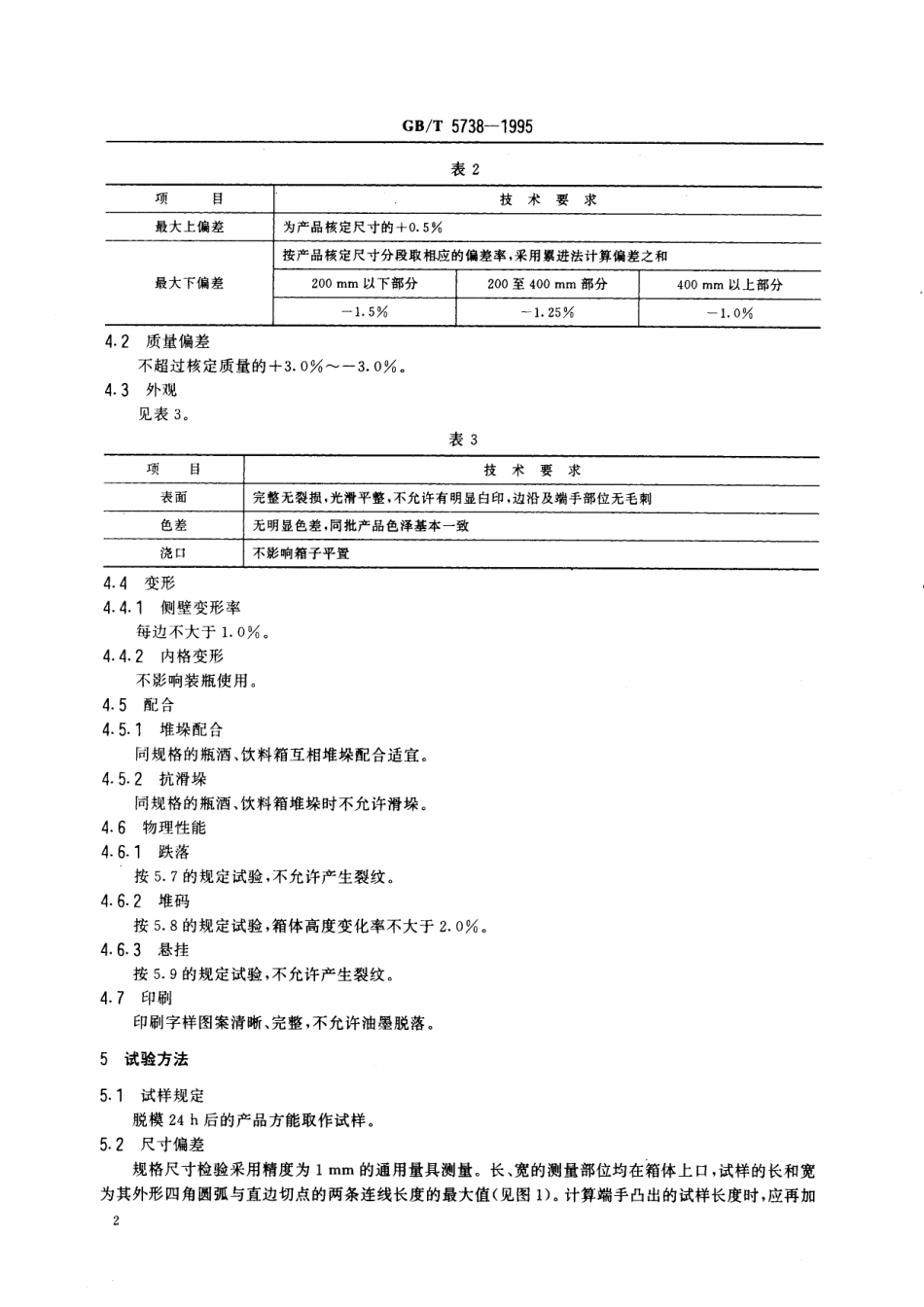GB／T 5738-1995 瓶装酒、饮料塑料周转箱.pdf_第3页