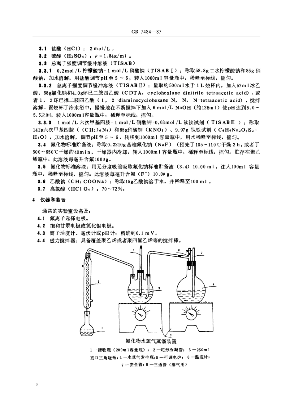 GB／T 7484-1987 水质 氟化物的测定 离子选择电极法.pdf_第3页