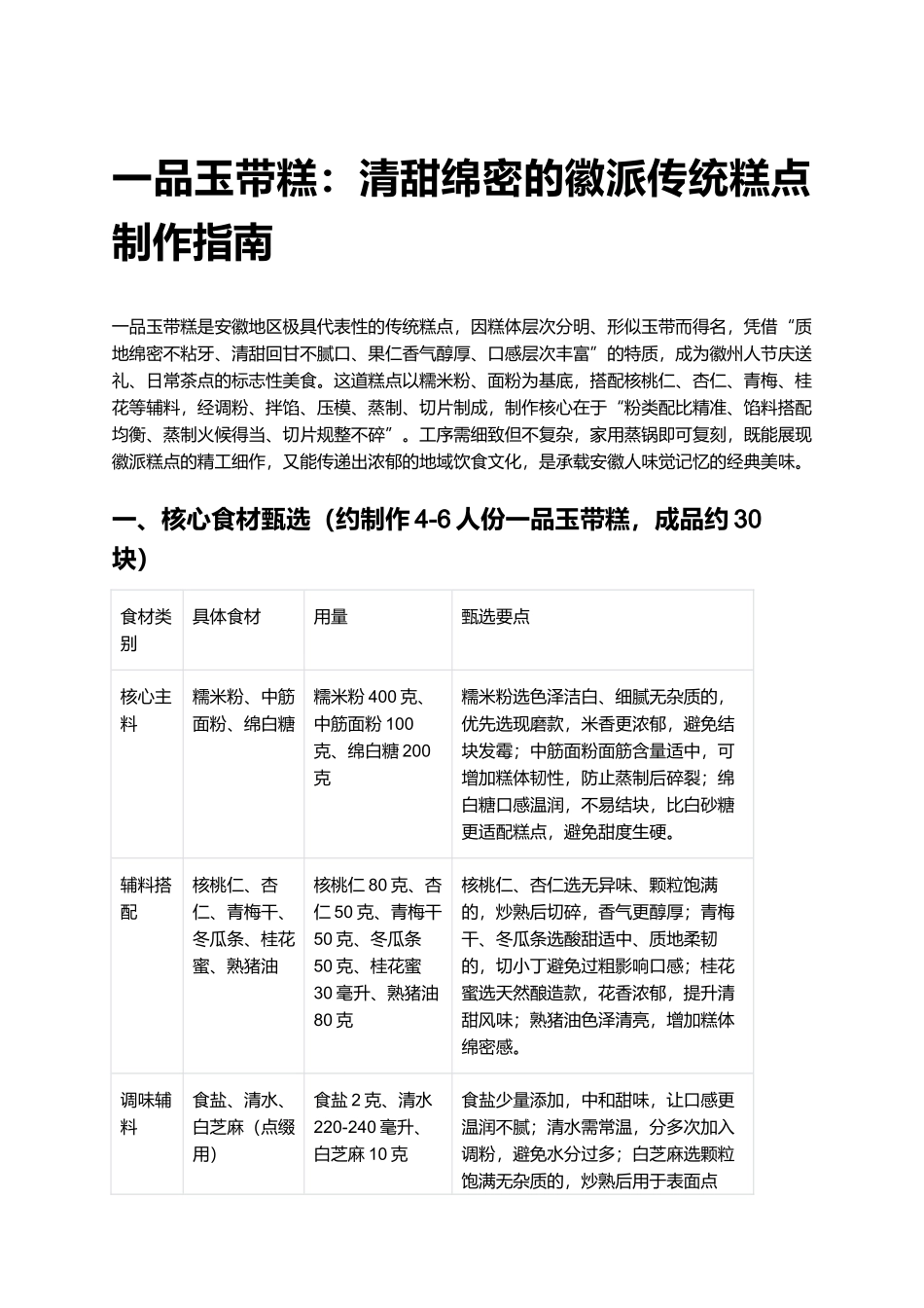 一品玉带糕：清甜绵密的徽派传统糕点制作指南.docx_第1页